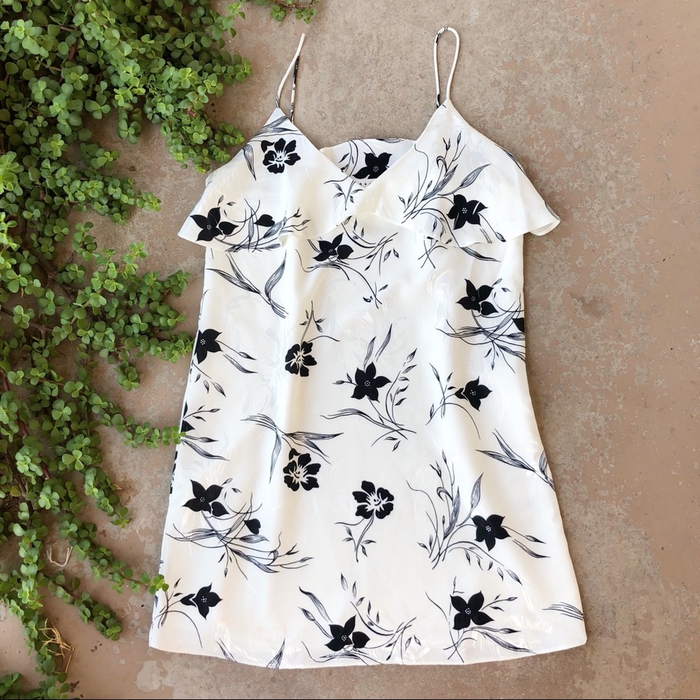 Alice + Olivia White Holographic Floral Mini Dress